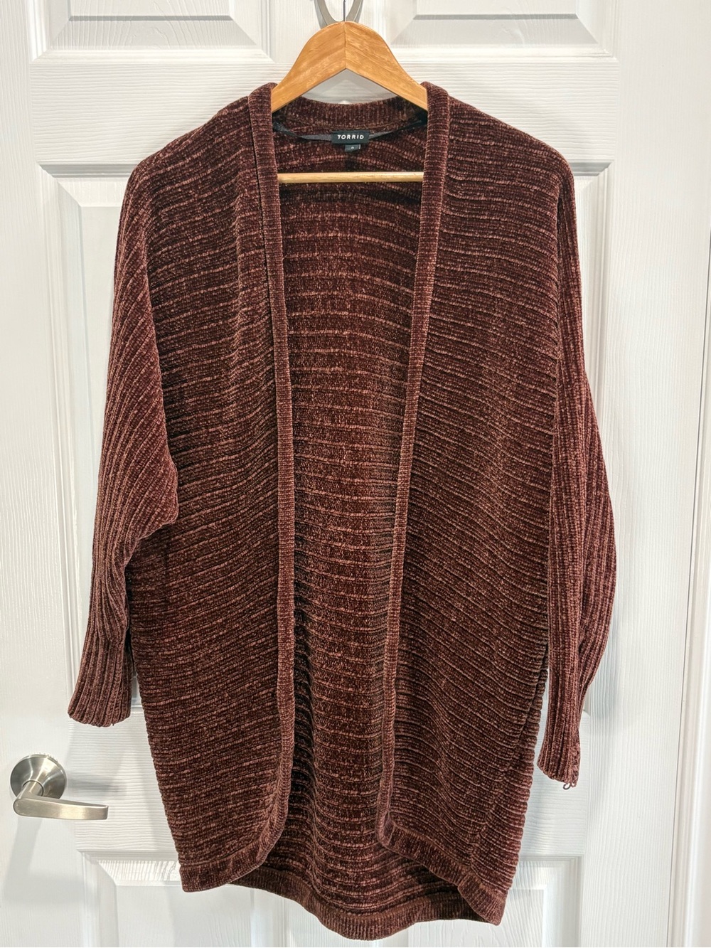 Torrid Ribbed Chenille Open Front Cocoon Knit Cardigan, Size 0 ⚠️ Flaw